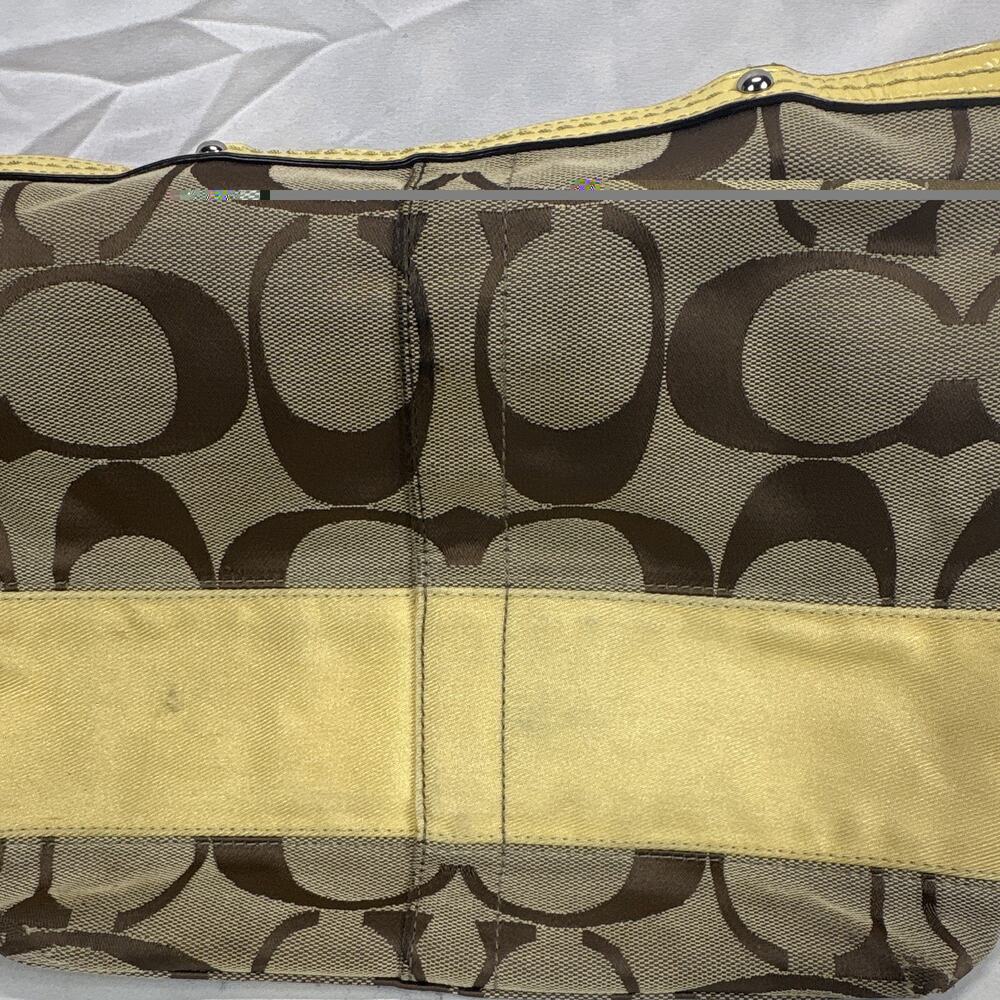 Coach Signature Zip-Top Satchel Handbag Brown/Beige Yellow A1076-F13548 W/wallet - Picture 12 of 16